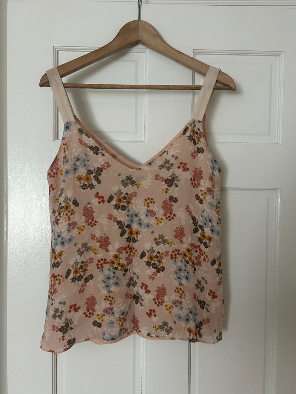 Massimo Dutti Blush Pink Floral Print Chiffon V-Neck Relaxed Top 4 New - Picture 3 of 6